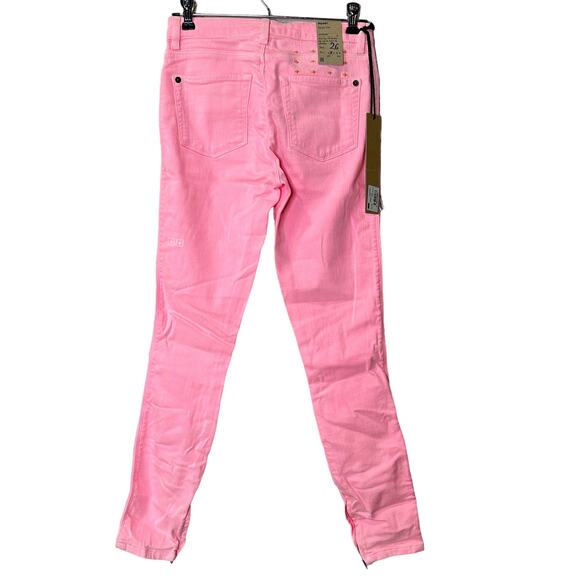 New Ksubi Spray On Skinny Jeans Ankle Zip Midrise Pink Friday Women's 26 NWT - Picture 3 of 10